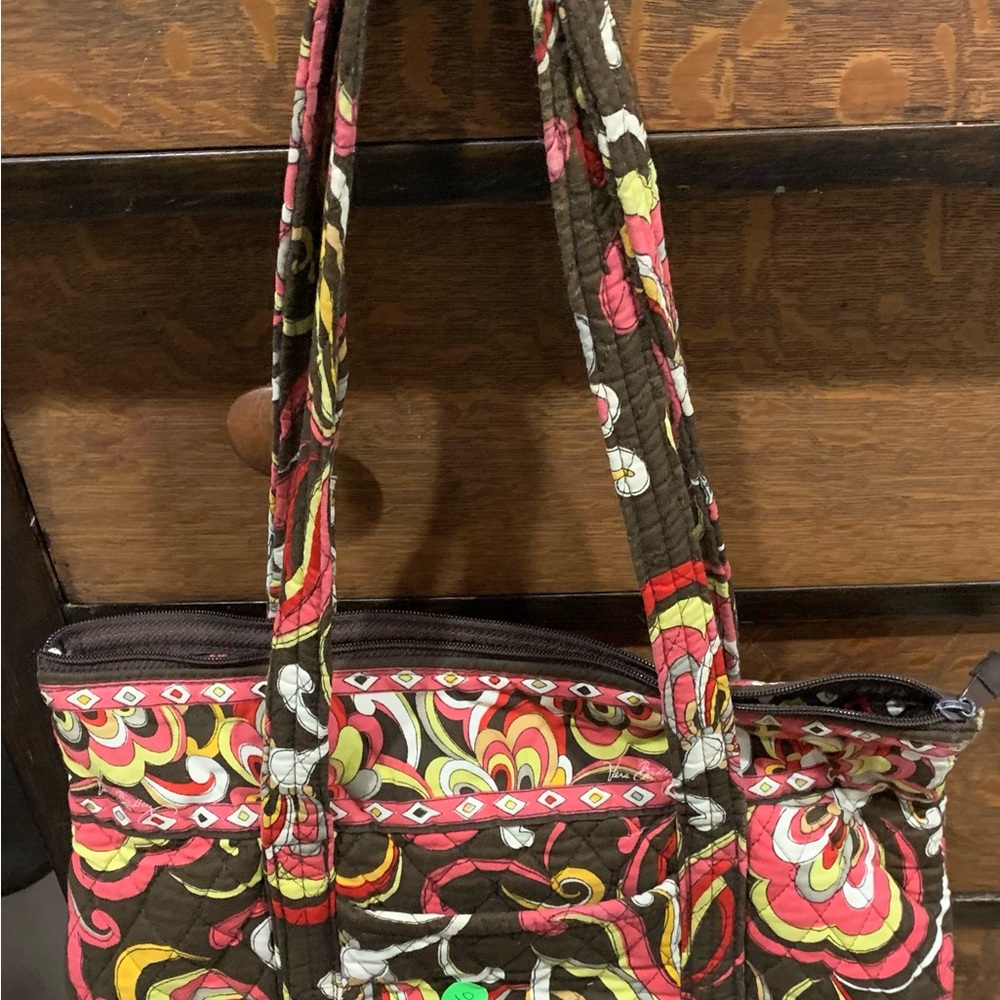 Vera Bradley Brown and Pink Shoulder Bag with Floral Design